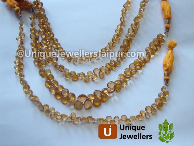 Yellow Tourmaline Faceted Heart Beads